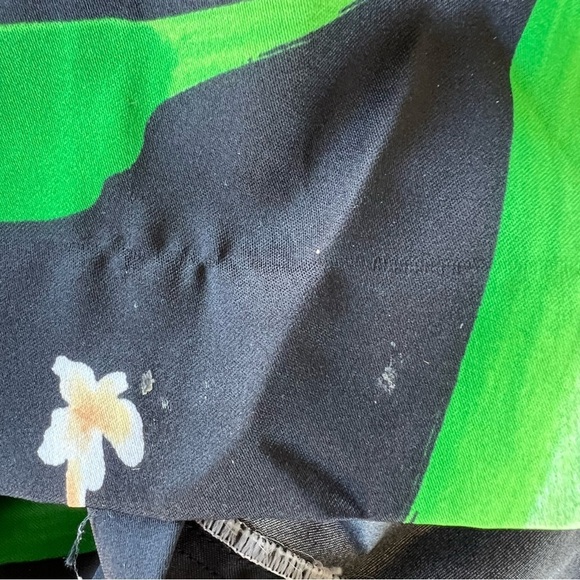 VTG Andrade Honolulu Polynesian Kimono Style Caftan Black Green Floral Size 12 - Picture 13 of 13